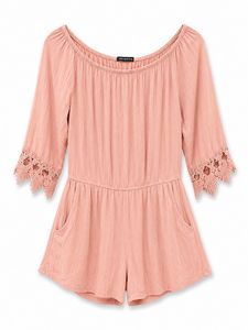 Pink Romper with Crochet Sleeves