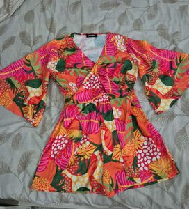 Vibrant Floral Wrap Romper