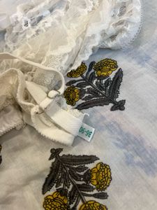 Lace Trim Floral Print Bra