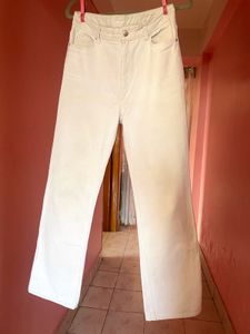 H&amp;M White Wide Ultra High Jeans