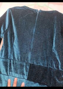 Elegant Teal Velvet Wrap Dress