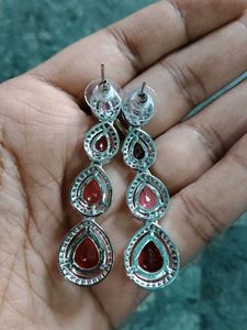 Red Stone Drop Earrings
