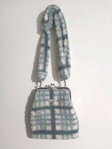 Fuzzy Plaid Clutch Bag