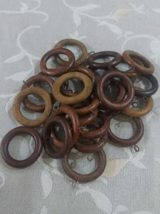 Wooden Curtain Rings with hooks, Set of 24
