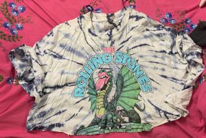 Rolling Stones Tie Dye Cropped Tee
