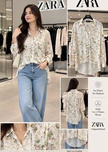 Zara Floral Print Button-Up Shirt