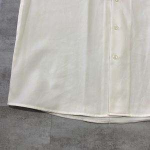 Men's Cream Short Sleeve Camp Collar Shirt