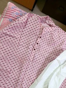 Men's Pink Printed Kurta Set