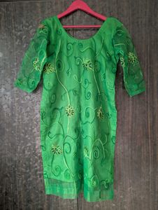 Green Embroidered Dress