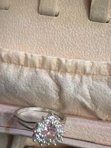 Sparkling Pink &amp; White Stone Original Silver Ring