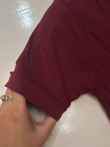 Maroon Short Sleeve Shirt with Graphic Print