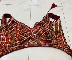 Embroidered Red Ethnic Blouse