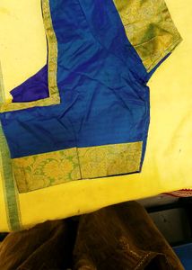 Blue Silk Saree with Gold Border
