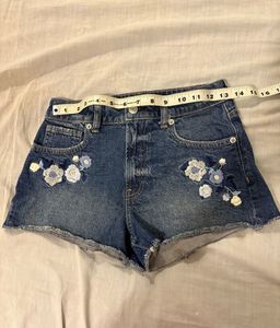 Beautiful Embroidered Denim Shorts