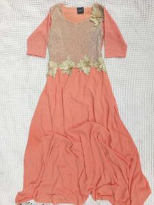 Peach Embellished Ethnic Gown