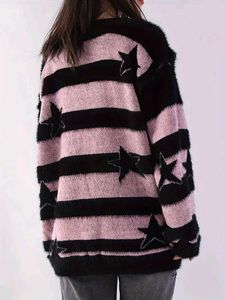 Striped Star V-Neck Sweater