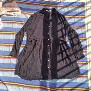 ZARA Black Button-Up Mini Dress