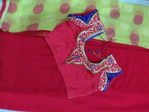 Cherry Red Saree For Women