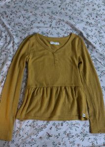 Abercrombie Yellow baby doll Ribbed top