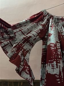 Maroon &amp; Grey Off-Shoulder Top