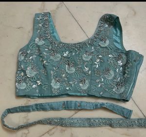 Elegant Teal Ruffled Saree