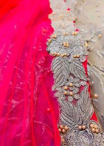Stunning Red &amp; Grey Embellished Lehenga Choli