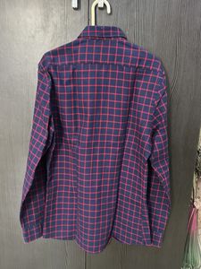 Zara Men's Navy &amp; Red Checkered Shirt