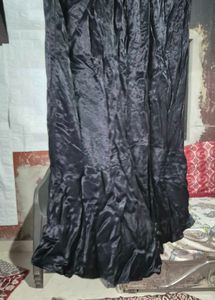 Elegant Black Satin Maxi Skirt