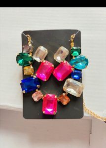 Statement Gemstone Necklace &amp; Earring Set