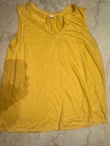 Yellow Sleeveless V-Neck Top