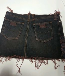 Distressed Denim Skirt