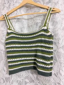 Zudio Crochet Striped Crop Tank Top