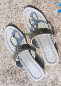 Stylish Grey Flats with Embellishments