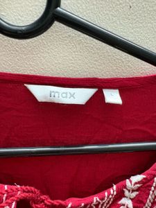 Red Embroidered Casual Tunic