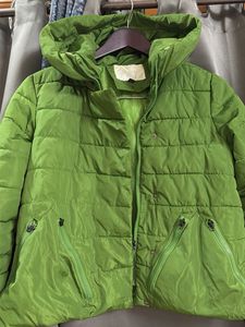 Lime Green Puffer Jacket with Hood