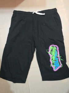 Black Graphic Print Shorts