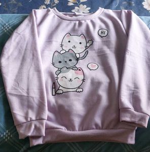 Cute Kitty Cat Lavender Sweatshirt 4-6 years