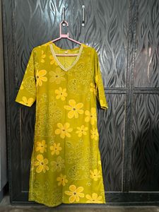 Yellow Floral Print Kurta