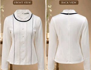 White Satin High Neck Top | Pearl Button Detail