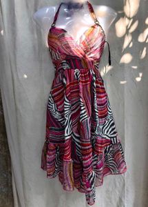 251110. Vibrant Halter Neck Mini Dress