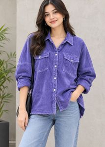 ZARA Purple Corduroy Button-Up Jacket