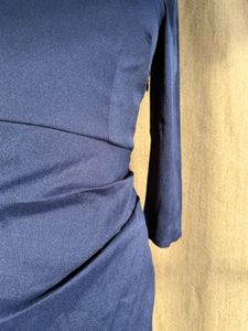 3 for 999 Elegant Navy Blue Embellished Neck Dress