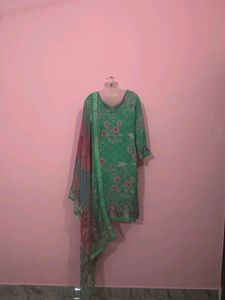Green Floral Print Kurta