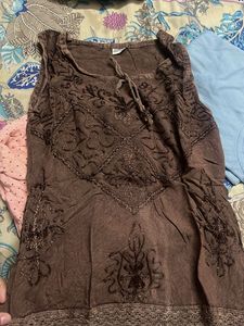 Boho Embroidered Brown top