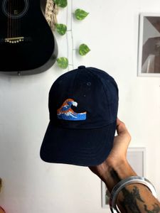 Navy Blue Cap with Wave Embroidery