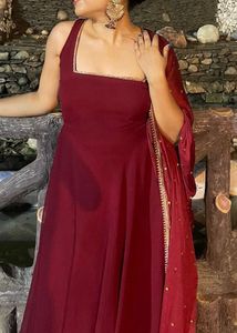 Elegant Maroon Anarkali Set