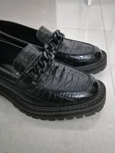 Marks &amp; Spencer Pure Leather Black Croc Loafers
