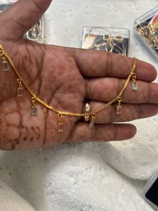 Gold Anklet with Gemstone Drops