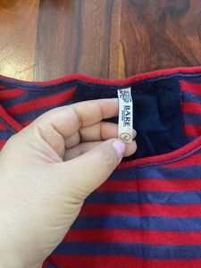 Red &amp; Blue Striped Casual Tee