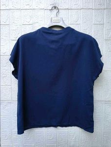 New with tag Navy Blue Collared Button-Up Top